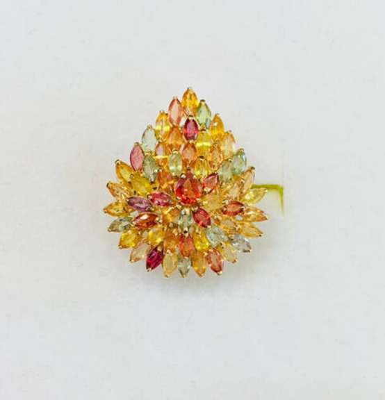 14kt Solid Yellow Gold & Sapphire Cocktail Ring