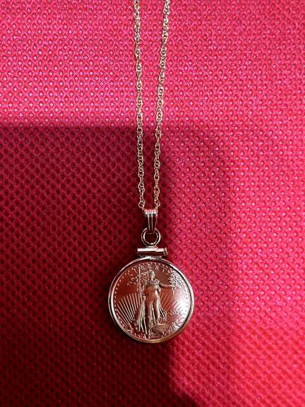 2021 1/10 0Z AMERICAN EAGLE $5 GOLD COIN 14K PENDANT