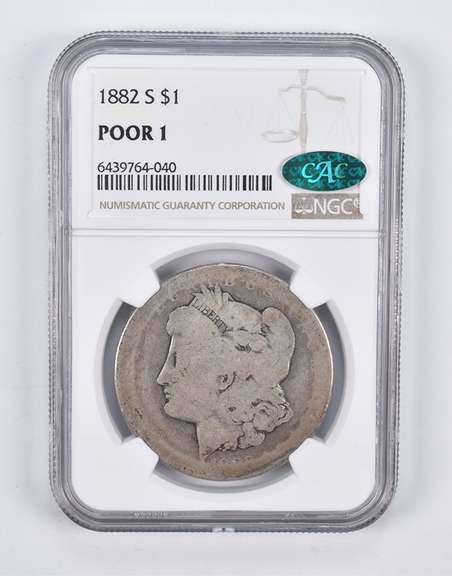Poor 1 1882-S Morgan Silver Dollar CAC NGC