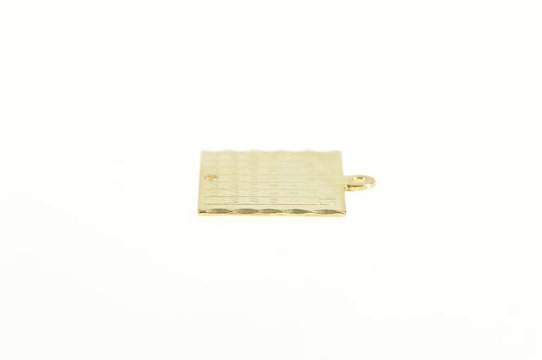 14K Yellow Gold September Retro Date to Remember Charm/Pendant