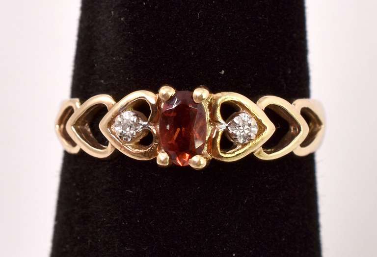 Gorgeous Garnet and Diamond Ring in Yellow Gold