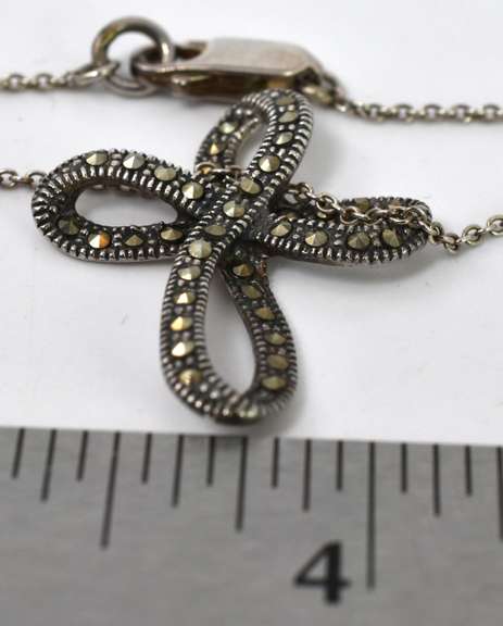 Sterling Silver And Marcasite Cross Necklace
