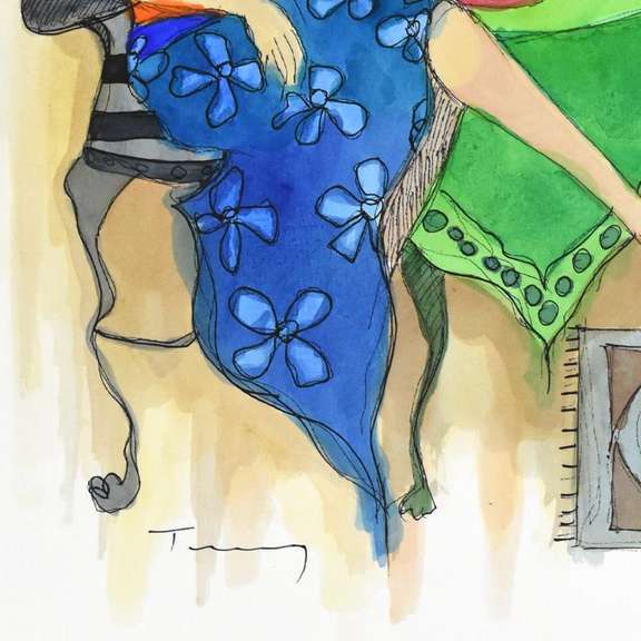 Original Tarkay Watercolor, Signed