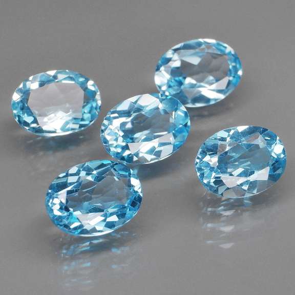 Matched! 5 piece 7.38ct full fire Swiss blue Topaz set