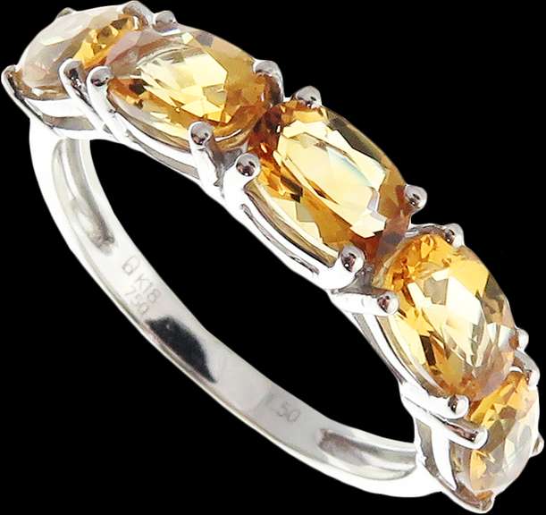 Luscious Citrine Five Stone 18k White Gold Anniversary Band