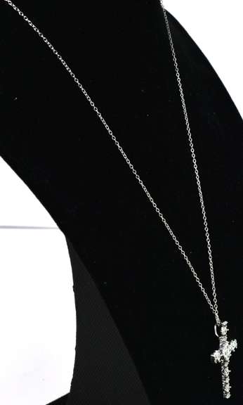 Sterling Silver CZ Cross Necklace