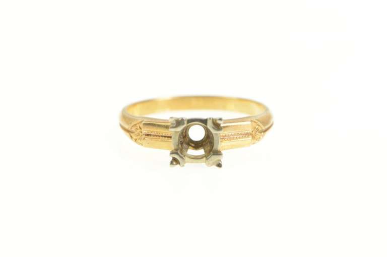 14K Yellow Gold 3.5mm Engagement Setting Vintage NOS 1950's Ring