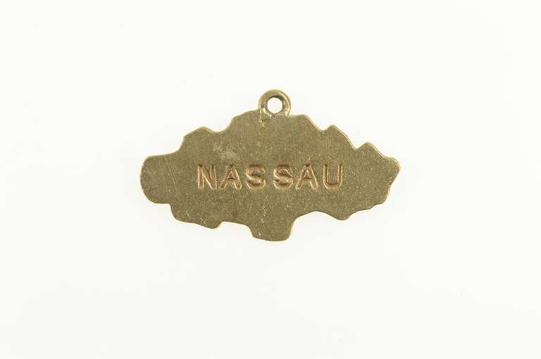 9K Yellow Gold Nassau Bahamas Map Souvenir Travel Charm/Pendant