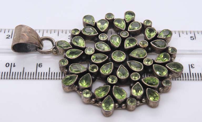 Vintage Sterling Silver Peridot Pendant