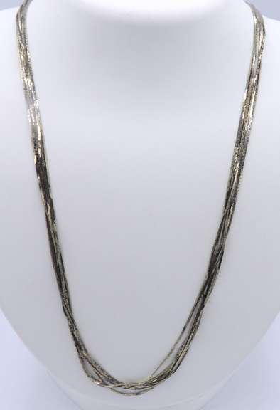 Vintage Sterling Silver Multi Strand Long Chain Necklace