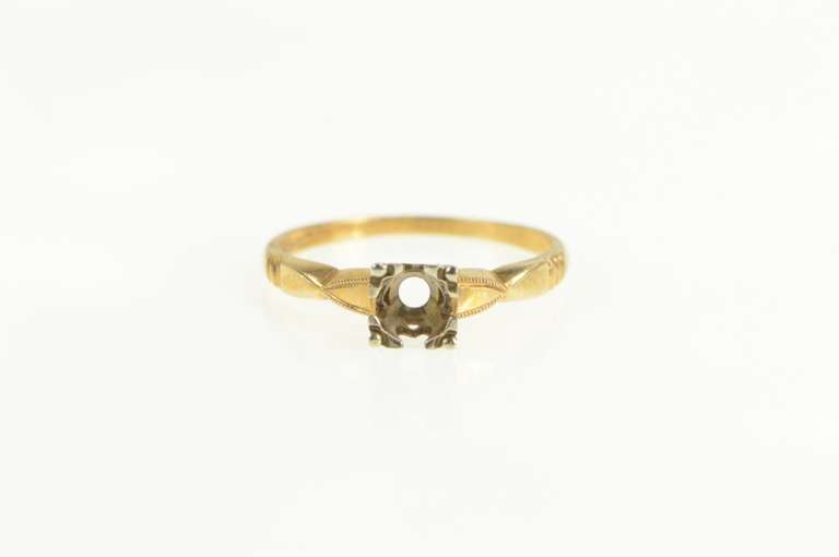 14K Yellow Gold 3.8mm Vintage NOS 1950's Engagement Setting Ring