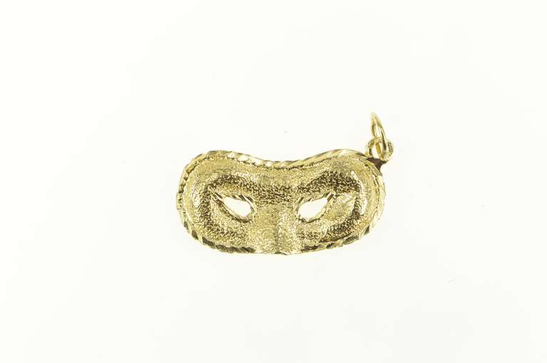 14K Yellow Gold 3D Masquerade Mask Secret Symbol Charm/Pendant