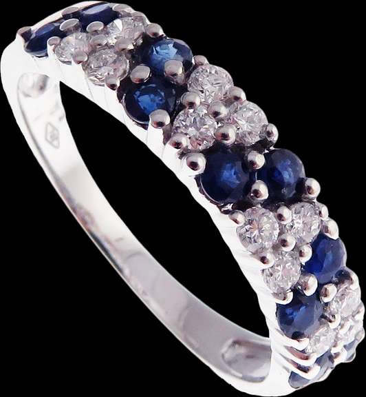 Cosmopolitan Diamond and Sapphire Cluster 18k White Gold Ring