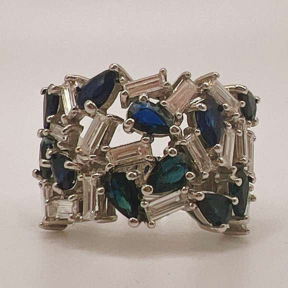 14kt Gold, Blue Sapphire & Diamond Ring