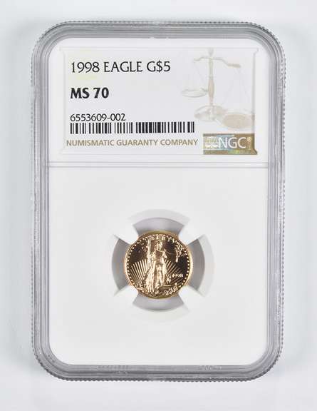 MS70 1998 $5 American Gold Eagle 1/10 Oz. .999 Fine Gold NGC