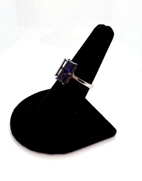 Fashion Forward 18kt White Gold Diamond and Amethyst Open Ring
