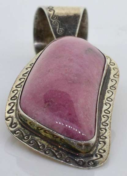 Large Silver Pink Stone Pendant