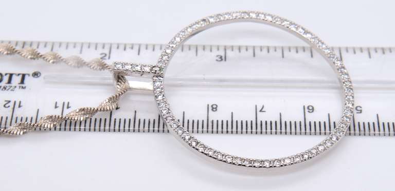 Vintage Sterling Silver Cubic Zirconia Circle Pendant on Chain