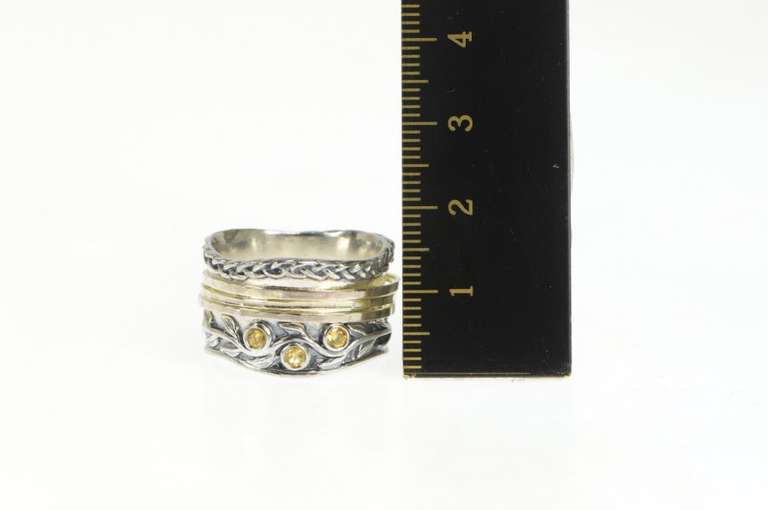 Sterling Silver Two Tone Ornate Natural Vine Spinner Band Ring