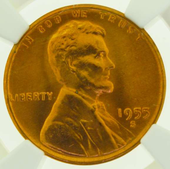 1955-S Lincoln Wheat One Cent Penny 1C NGC MS 66 RD US Coin