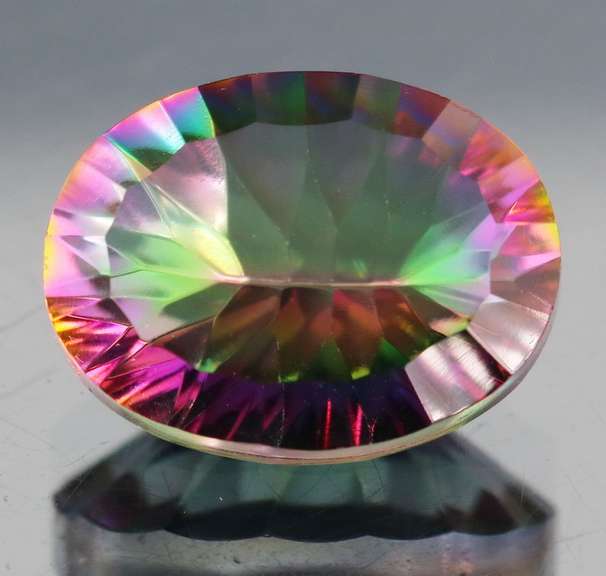 Rainbow color 9.22ct concave cut Mystic Quartz