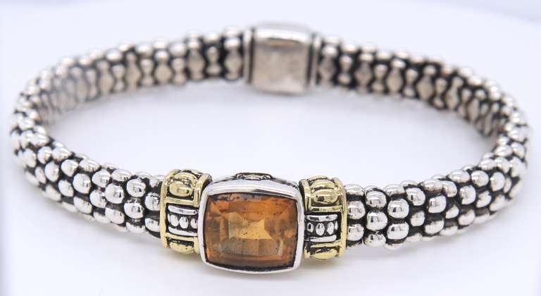 Lagos Two Tone Citrine Caviar Bracelet
