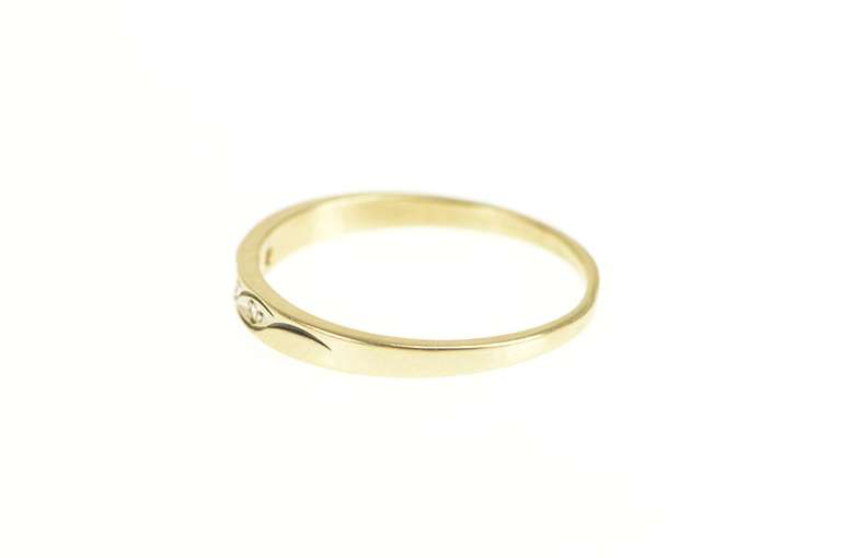 14K Yellow Gold 1950's Retro Diamond Wavy Design Wedding Ring