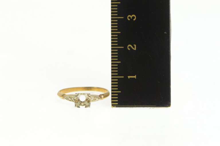 14K Yellow Gold 4.0mm Setting Vintage NOS 1950's Engagement Ring
