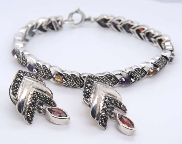 Judith Jack Sterling Silver Bracelet and Earrings Set