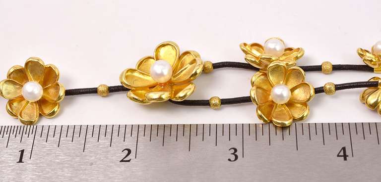 Brilliant Pearl in Flower Necklace and Earring Set in 14K Yellow Gold