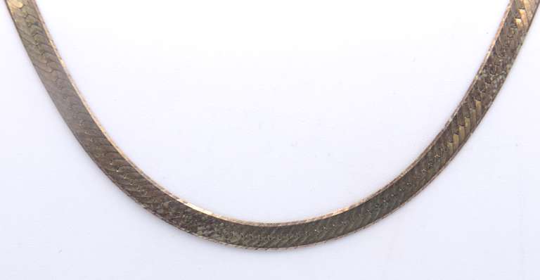 Vintage Italian Sterling Silver Herringbone Necklace