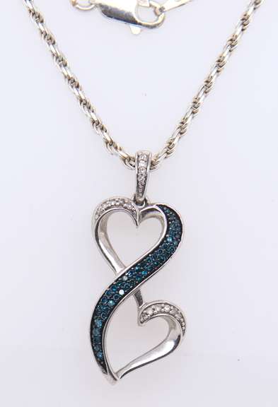Vintage Italian Sterling Silver Cubic Zirconia Pendant on Chain Necklace