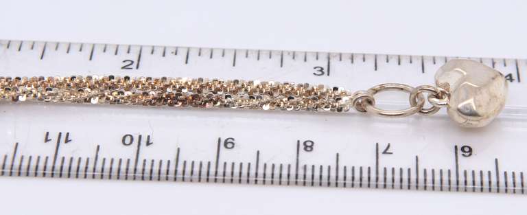 Vintage Sterling Silver Anklet w Heart Charm
