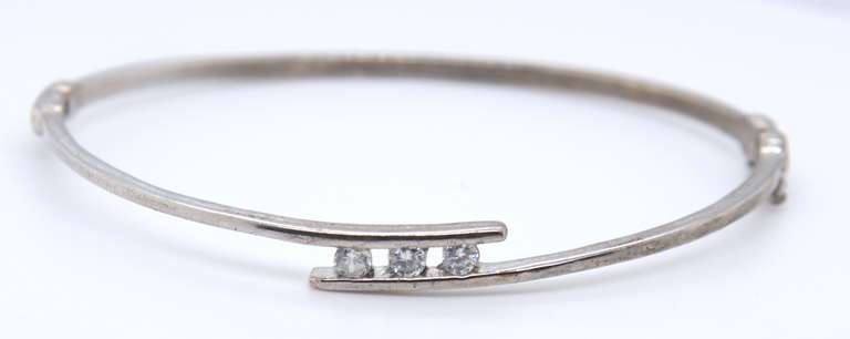 Vintage Serling Silver Cubic Zirconia Bangle