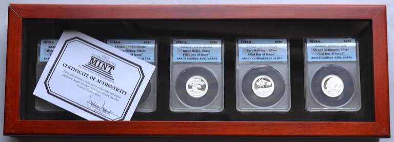 2013 S Cased Silver Quarter Proof 70 National Parks Set