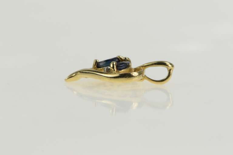10K Yellow Gold Marquise Sapphire Diamond Accent Heart Pendant