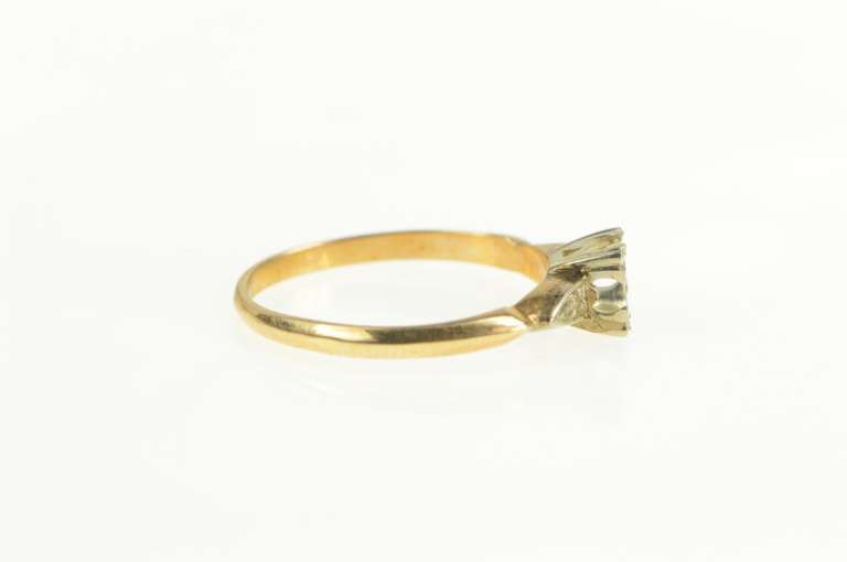 14K Yellow Gold 4.0mm Setting Vintage NOS 1950's Engagement Ring