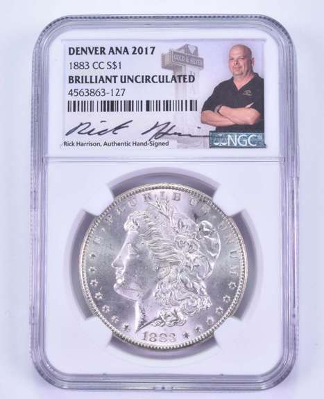 BU 1883-CC Morgan Silver Dollar Denver ANA 2017 Signed Harrison - NGC