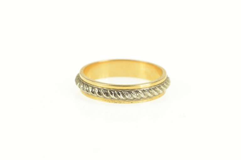 14K Yellow Gold Vintage NOS 1950's Two Tone Wedding Band Ring