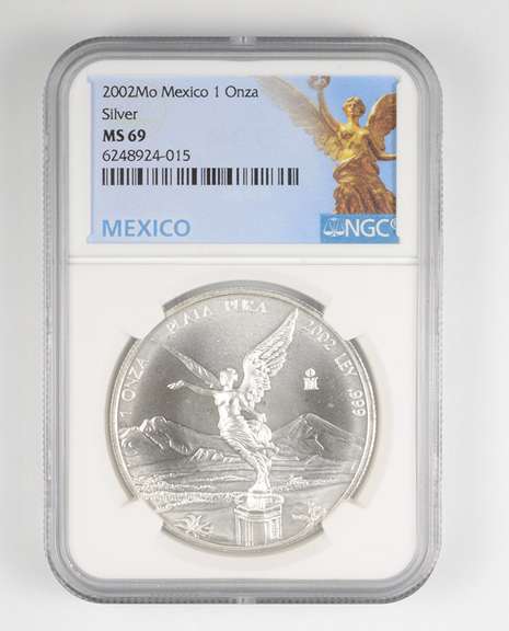 MS69 2002 MO Mexico 1 Onza .999 Fine Silver - Graded NGC