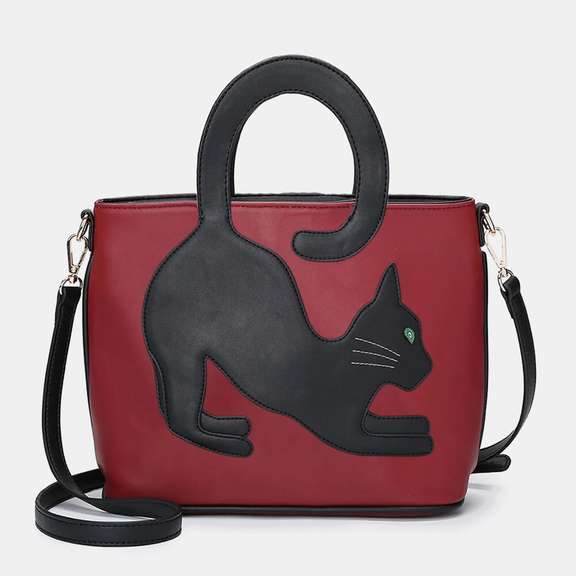 Black Cat Tail Handle Crossbody Bag