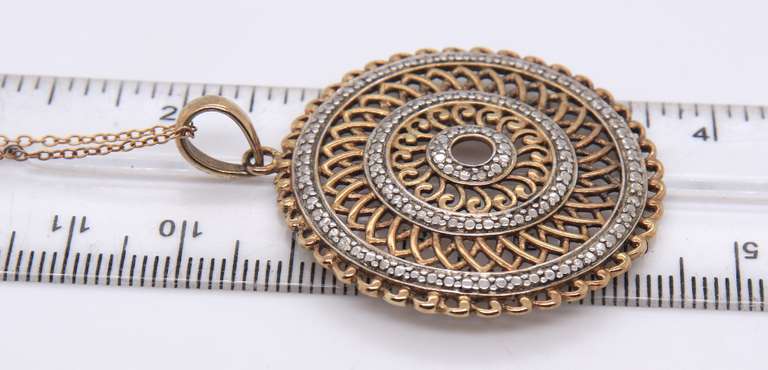 Vintage Sterling Silver Round Pendant on Chain Necklace