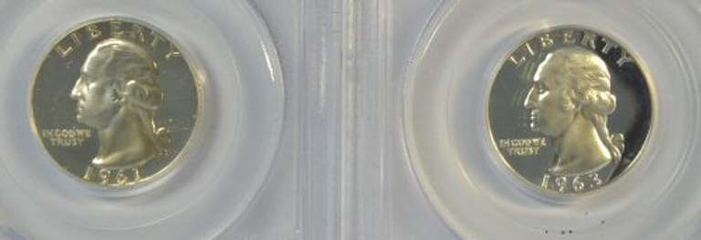 1961 & 1963 Deep Cameo PRF Washington Quarters: PCGS PR67 & 68