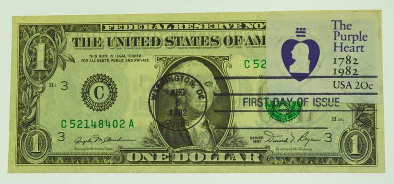 1981 $1 one Dollar Note 1st Day of Issue With Cancellation Stamps
