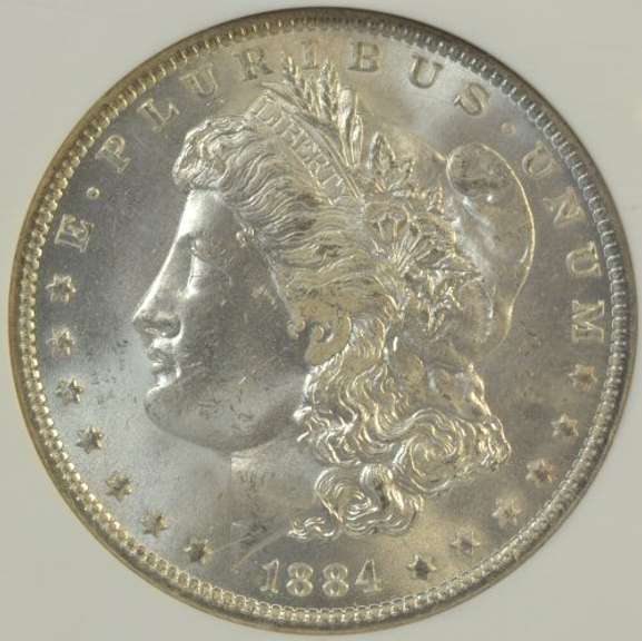 Blazing-white near Gem BU 1884-O Morgan Silver Dollar. NGC MS64