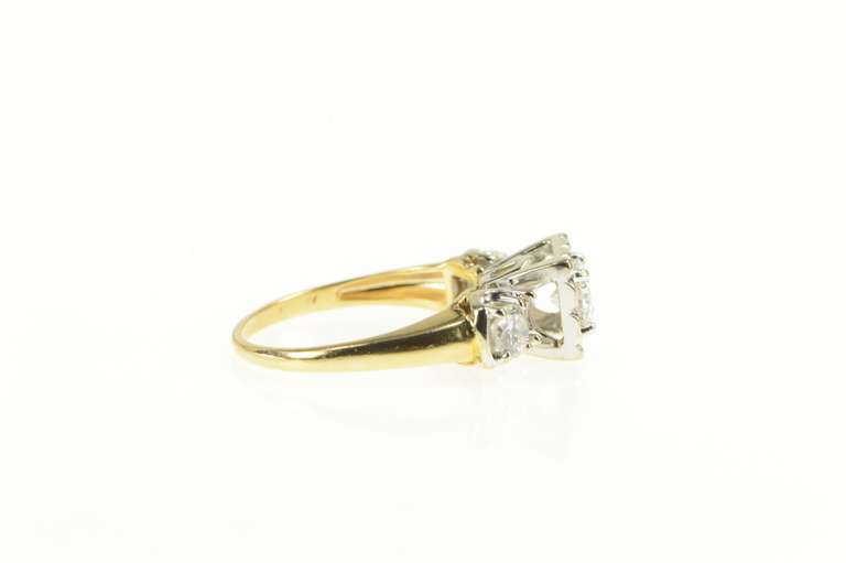 14K Yellow Gold 1.00 Ctw Diamond Three Stone Engagement Ring