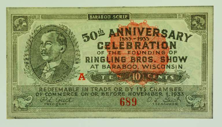 1933 50th Anniversary Baraboo Wisconsin Ringling Bros. Fine
