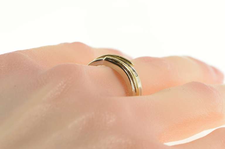 14K Yellow Gold 0.32 Ctw Diamond Two Tone Wedding Band Ring