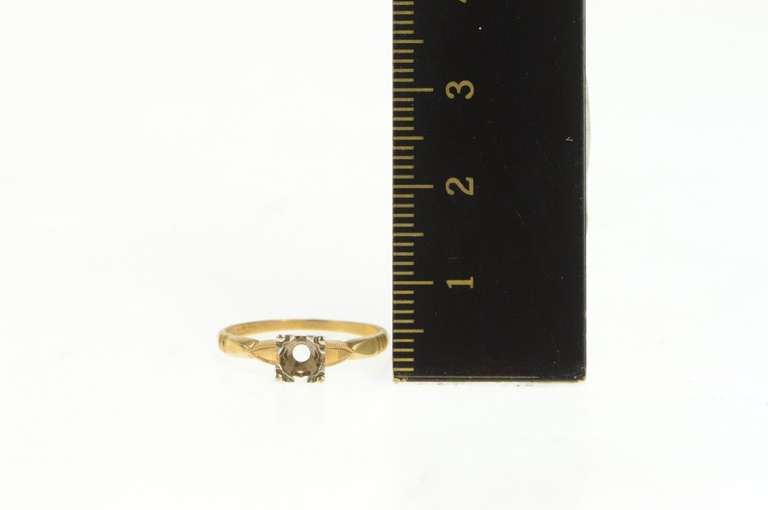 14K Yellow Gold 3.8mm Vintage NOS 1950's Engagement Setting Ring