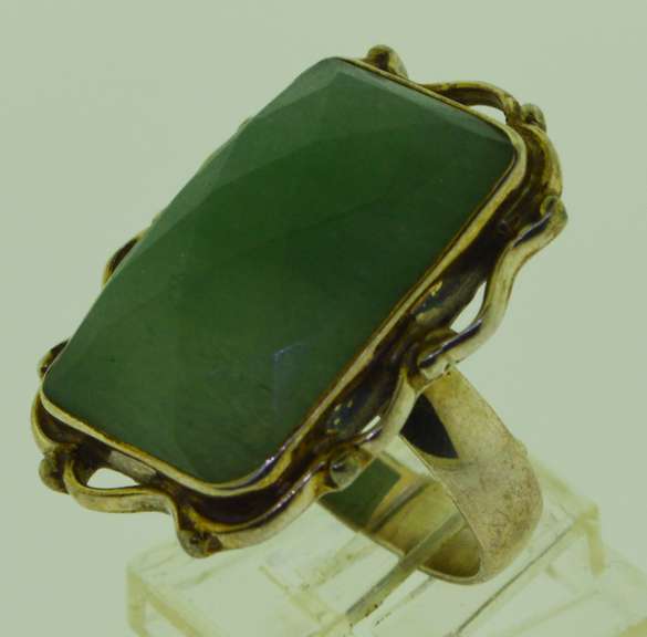 Sterling Silver Large Rough Emerald Ring